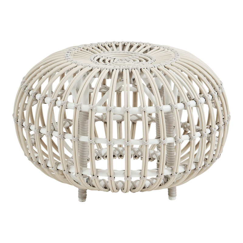 Petit repose-pieds en rotin Franco Albini, Blanc colombe