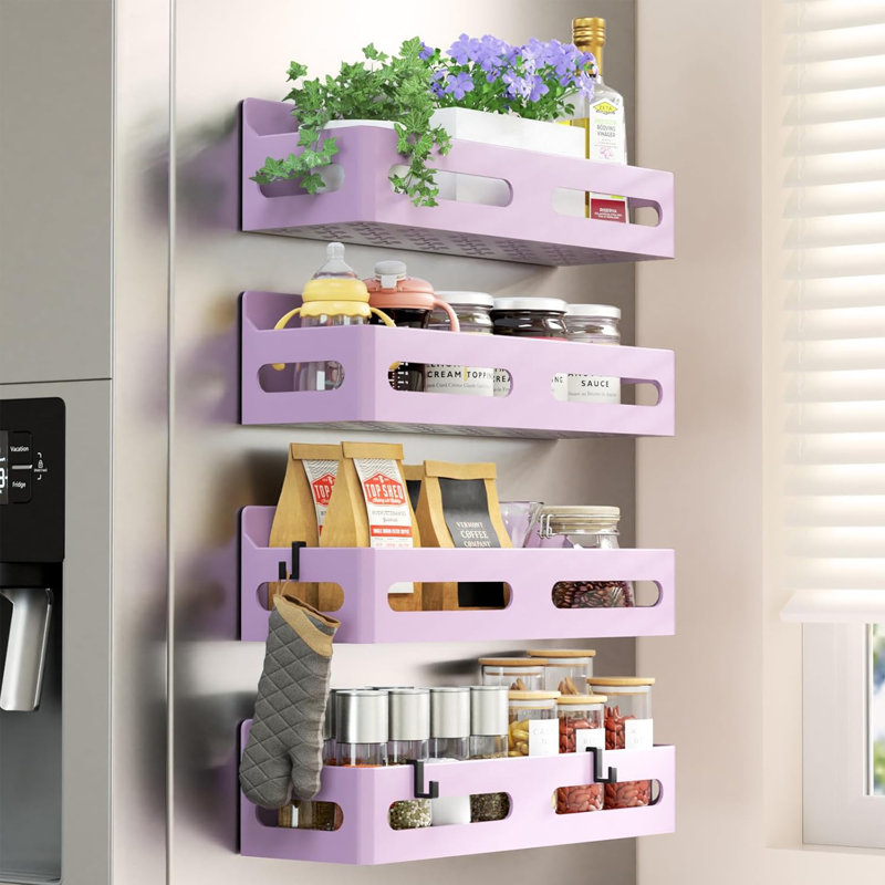 4 Pack Magnetic Spice Rack Organizer, Pink