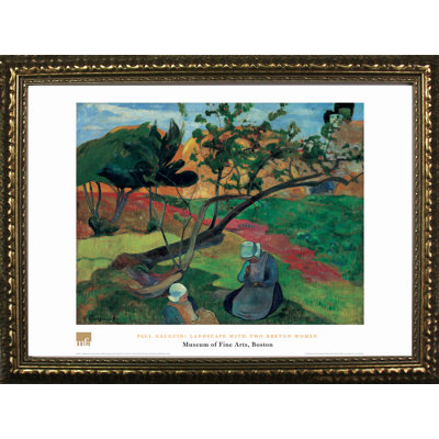 Reproduction d'art encadrée, "Landscape with Two Brenton Women" par Paul Gauguin