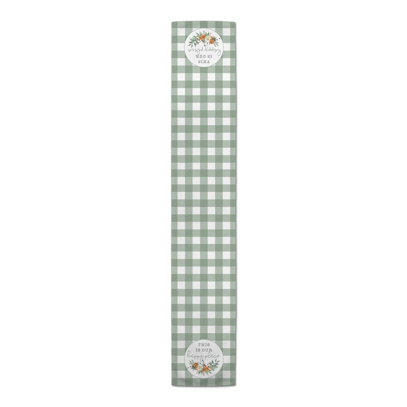 Dakesha Rectangle Gingham Polyester Table Runner, 16" D x 72" L