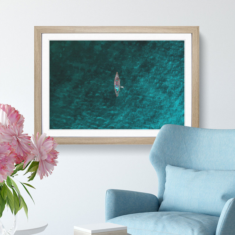 High Above the Boat - Framed Print, 62cm H x 87cm W x 2cm D, Oak Framed