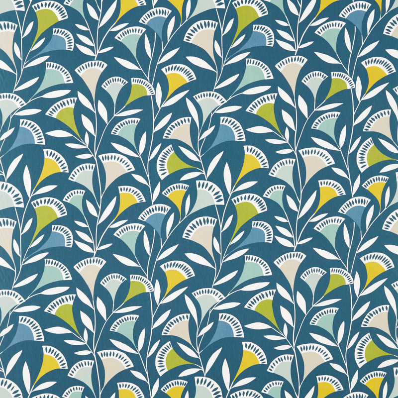 Noukku Fabric Drapery, Mist/Kiwi/Midnight