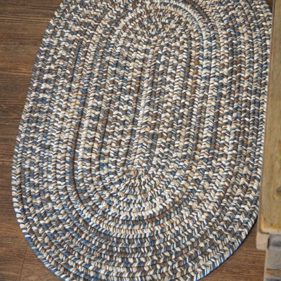 Canealus Braided Indoor/Outdoor Area Rug in Blue/Beige/White
