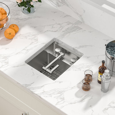 13" L x 15" W Undermount Bar Sink 16 Gauge Single Bowl Stainless Steel Kitchen Sink with Folding Faucet