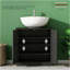 Meuble-lavabo de salle de bain, meuble-lavabo piédestal avec tablette réglable, noir