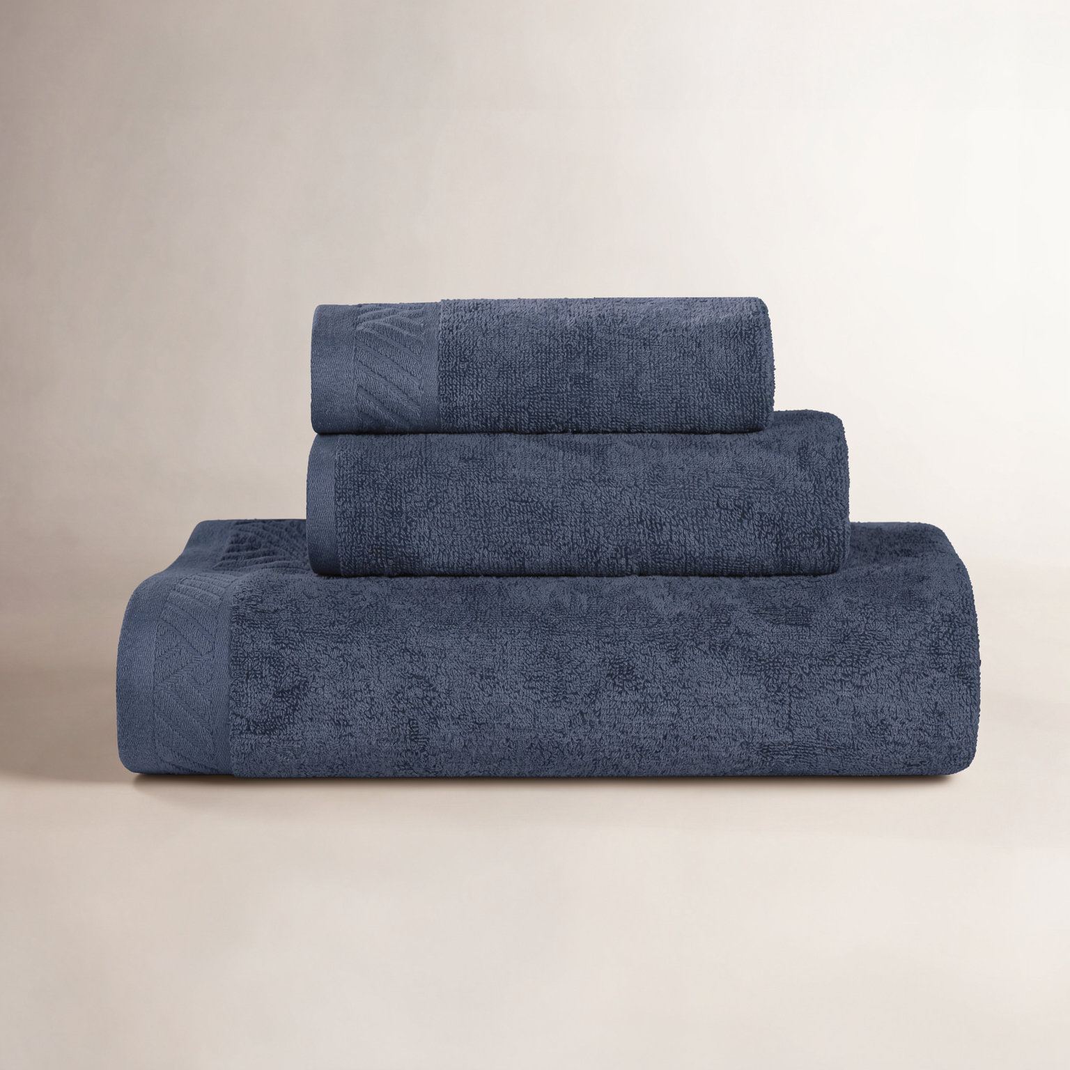 Olender 3-Piece Egyptian Cotton Towel Set, Royal Blue