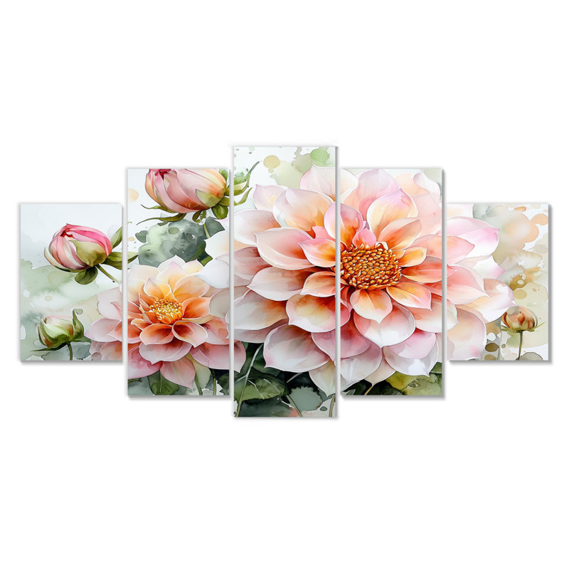 Dahlia moderne printemps Muse I - Dahlia Wall Art - ensemble de décoration murale traditionnelle