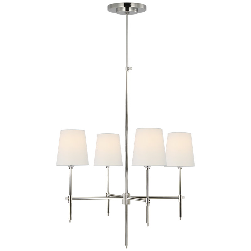 Thomas O'Brien Bryant Small Chandelier, Polished Nickel, 28" H x 26" W x 26" D, Fabric