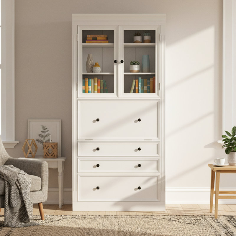 Armoire de rangement de garage autoportante 36 po avec surface de travail rabattable, prise de courant, tiroirs et tablettes réglables, rangement utilitaire de 78 po