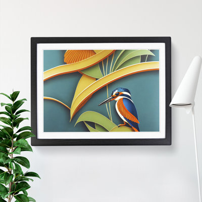 Kingfisher Deco Style - Framed Print