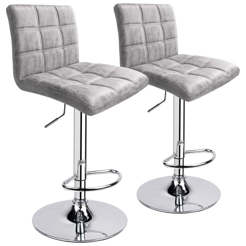 Square Back Adjustable Bar Stool, Gray
