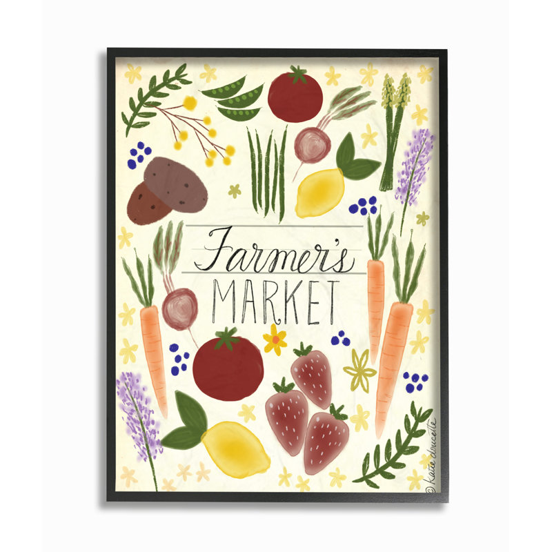 Marchés des agriculteurs-impression sur toile, Giclée encadrée noir minuit, H 20 po x l 16 po