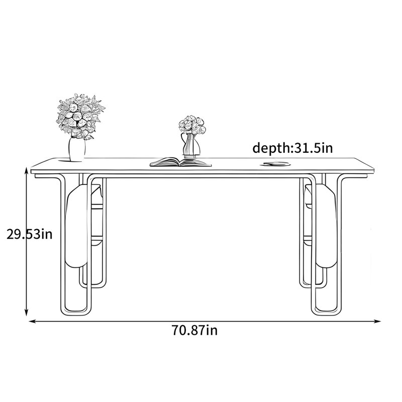 Small rectangular dining table, 29.53"H x 70.87"L x 31.5"W
