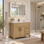 Meuble-lavabo de salle de bain entièrement assemblé en chêne strié avec quincaillerie noir mat Design House l 36 po x P 21 po x H 34 po Design House-126080763-126283083