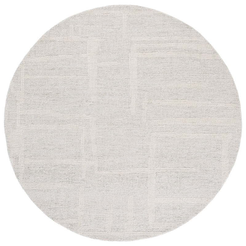 Abstract Hand-Tufted Wool Area Rug, Round 6'