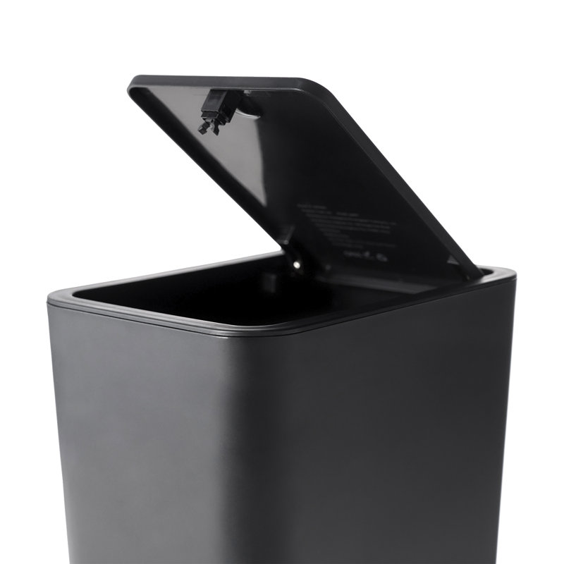 Black Plastic 2.6 Gallon Touch Top Trash Can Set