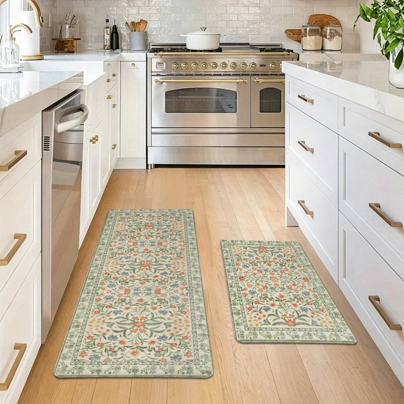 Tapis de cuisine anti-fatigue 2 pièces, Beige