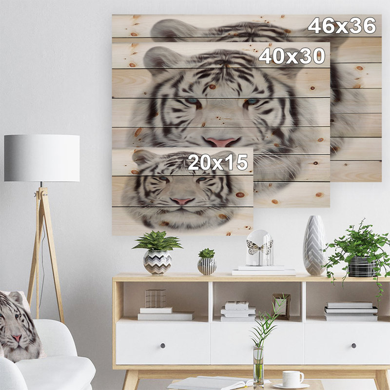 « white bengal tiger », peinture à l’animal, H 15 po x l 20 po x P 1 po, Bois
