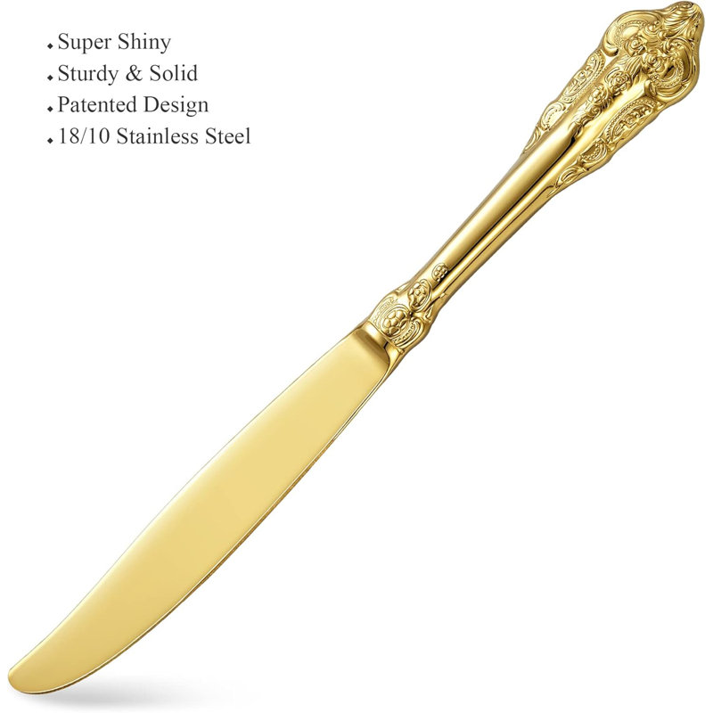 Superbe ensemble de couverts en acier inoxydable 18/10 de 20 pièces, service pour 4, finition miroir, lavable au lave-vaisselle, ensemble de couverts, ensemble de couverts de couleur argent antique baroque