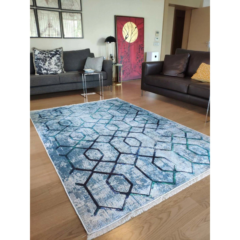 Tapis antidérapant en polyamide Matarranz, Tapis de couloir 5 pi 11 po x 13 pi 1 po