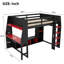  Lit mezzanine double avec bureau, support suspendu et lumières DEL, noir et rouge-2004076408