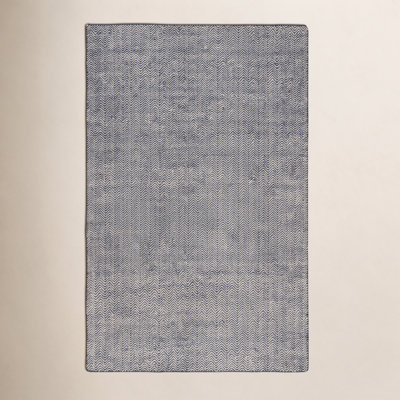 Rita Black White Hand-Woven Chevron Wool Rug