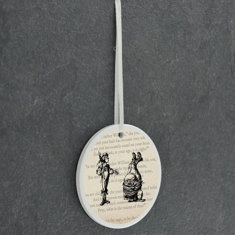 Headstand Alice In Wonderland Circle Shaped Ceramic Ornament Bauble