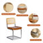 Ensemble de 4 chaises d'appoint de style Mid-Century moderne, dossier en rotin tissé à la main et siège en similicuir avec structure en porte-à-faux chromée, finition brune
