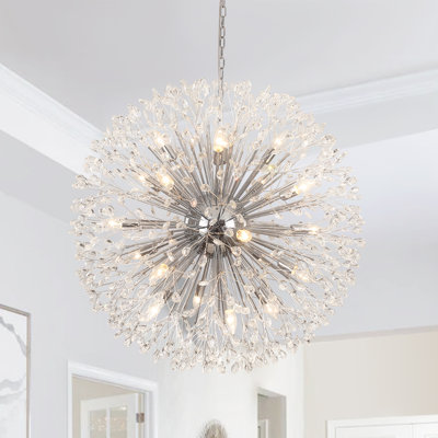 Dandelion 20-Light Modern Round Sputnik Crystal Chandelier Starburst Ceiling Light