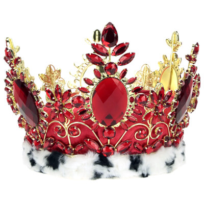 Jeweled Queen Crown, Red - 7.5 Inches