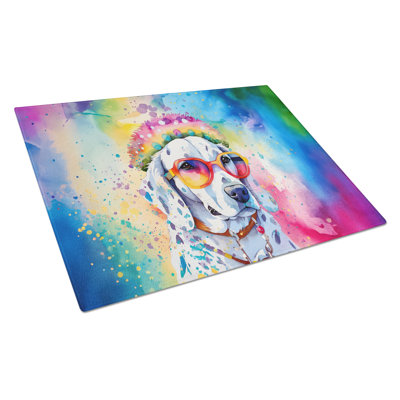Dalmatian Hippie Dawg Glass Cutting Board Large