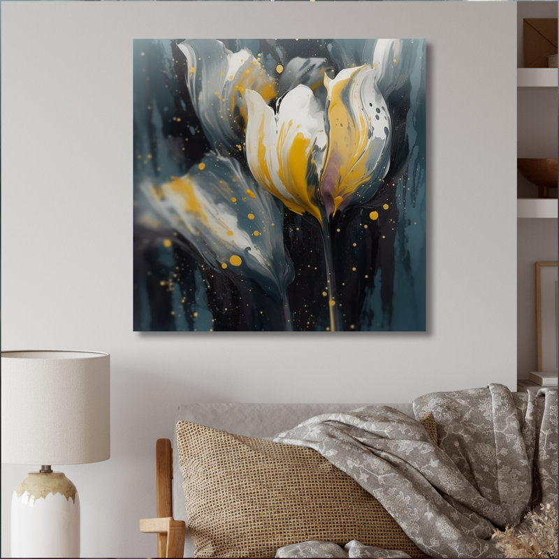 Pétales gris de tulipe sérénité II, H 16 po x l 16 po x P 1 po, Toile tendue