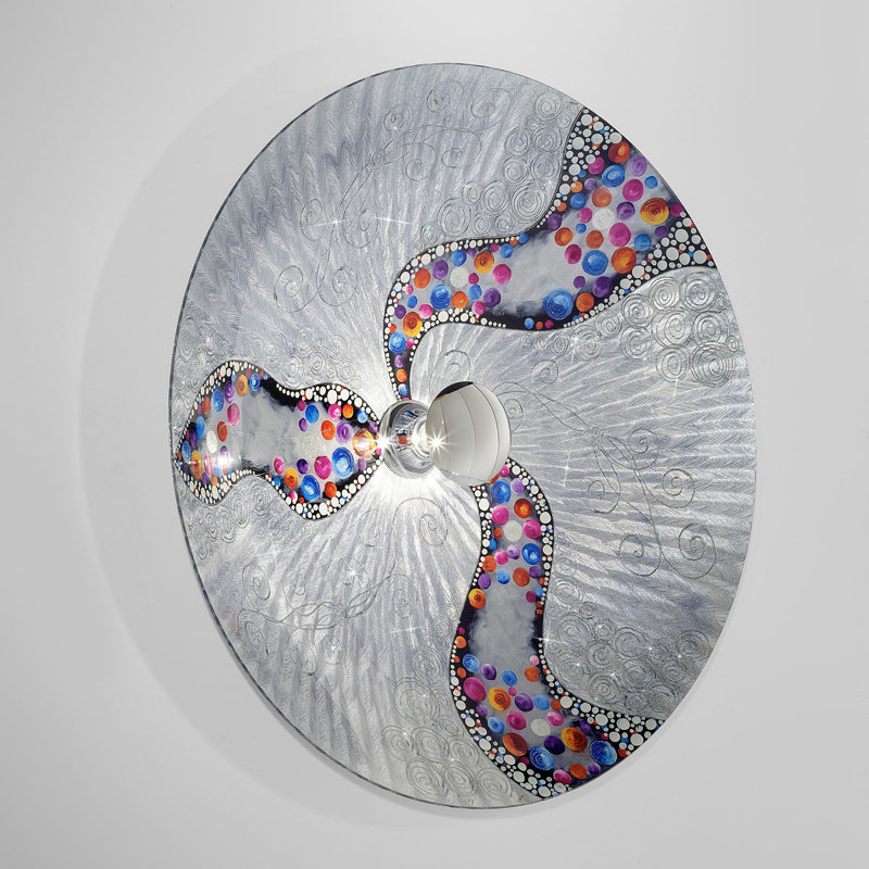 Luna 1 - Light Dimmable Flush Mount, 20cm H x 54cm W x 54cm D, Chrome silver