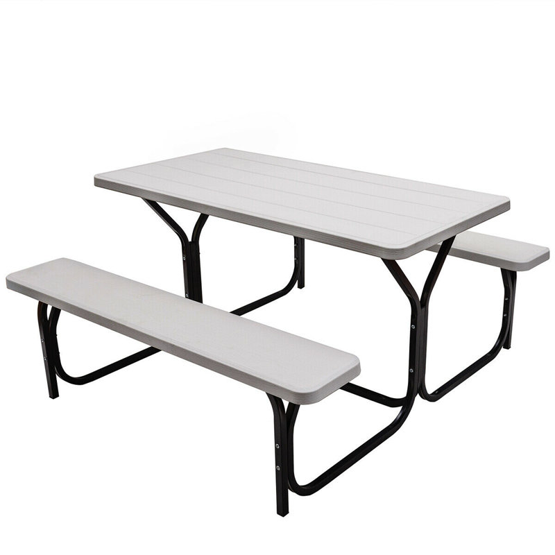 Erwinville Patio Dining Set with Rectangular Table, White