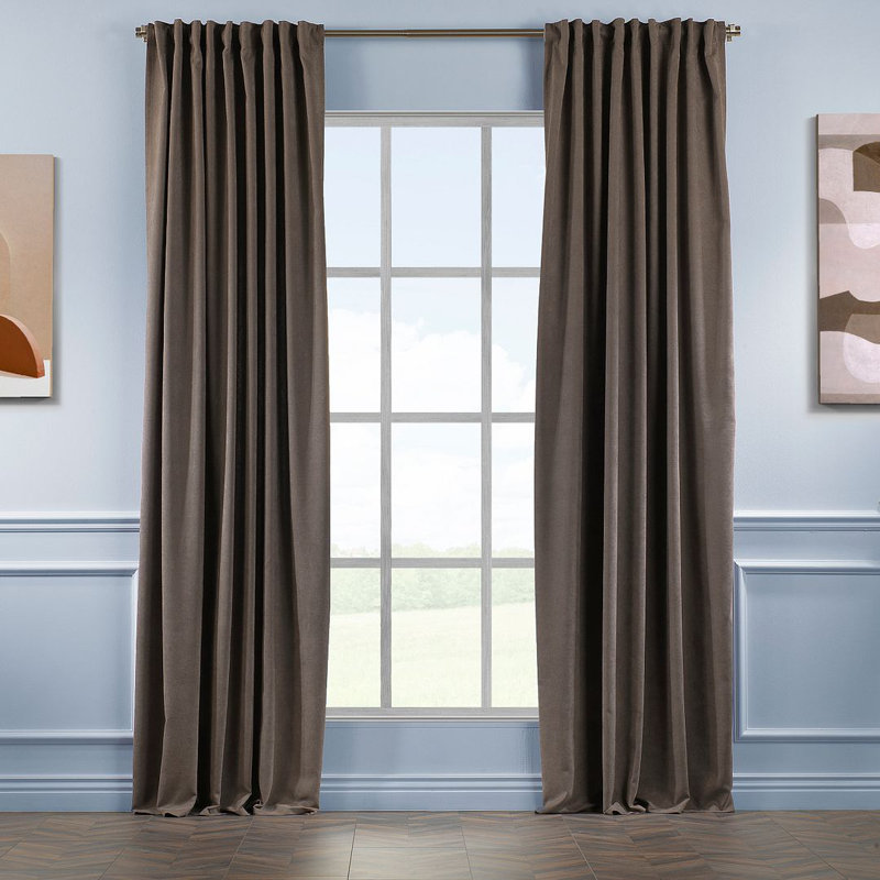 Blackout Thermal with Liner Extra Long & Extra Wide Decorative Curtain Single Panel, Tan, 280cm Width x 475cm Drop