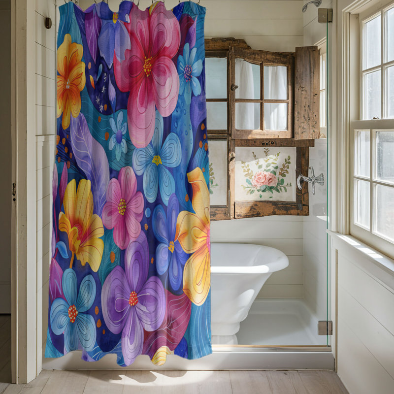 Rideau de douche Bright Flower - Premium, H 74 po x l 71 po