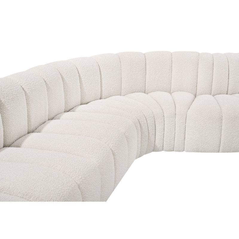 Canapé et méridienne rembourrés Hirah, Tissu crème bouclé