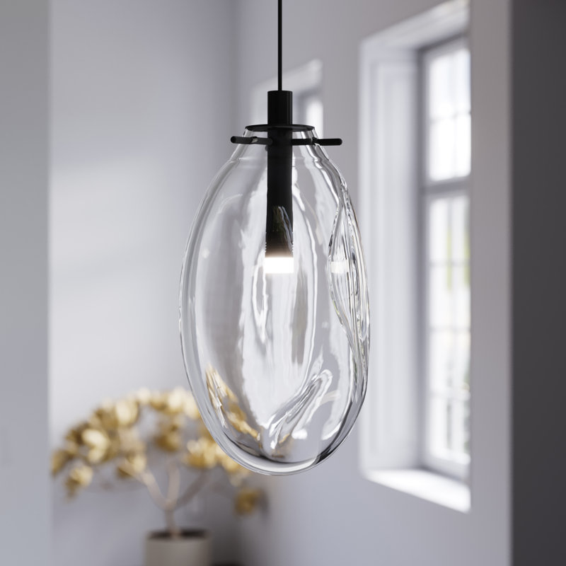 Luminaire suspendu géométrique à 1 lumière Liquid, Transparent, H 10,75 po x l 6 po x P 6 po