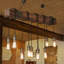 Lustre rustique rétro en fer et bois