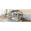 Lit double pleine grandeur à plancher gris avec tablette de rangement, toit et espace d'imagination, expérience de maison de jeu-129982892-129982889