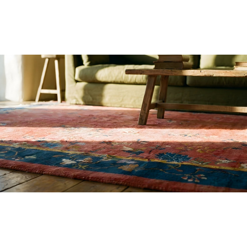 Hand Knotted Wool Area Rug in Pink