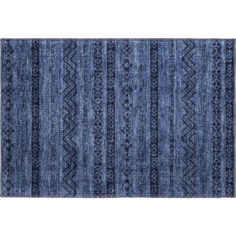 Premium Machine Washable Prisco Navy Rug, Rectangle 1'8" x 2'6"