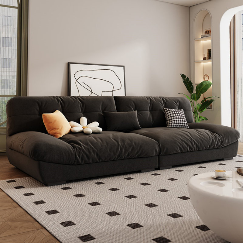 Canapé simple en tissu décontracté, 4, H 27,5 po x l 106,3 po x P 41,3 po, Noir, noir, noir, noir