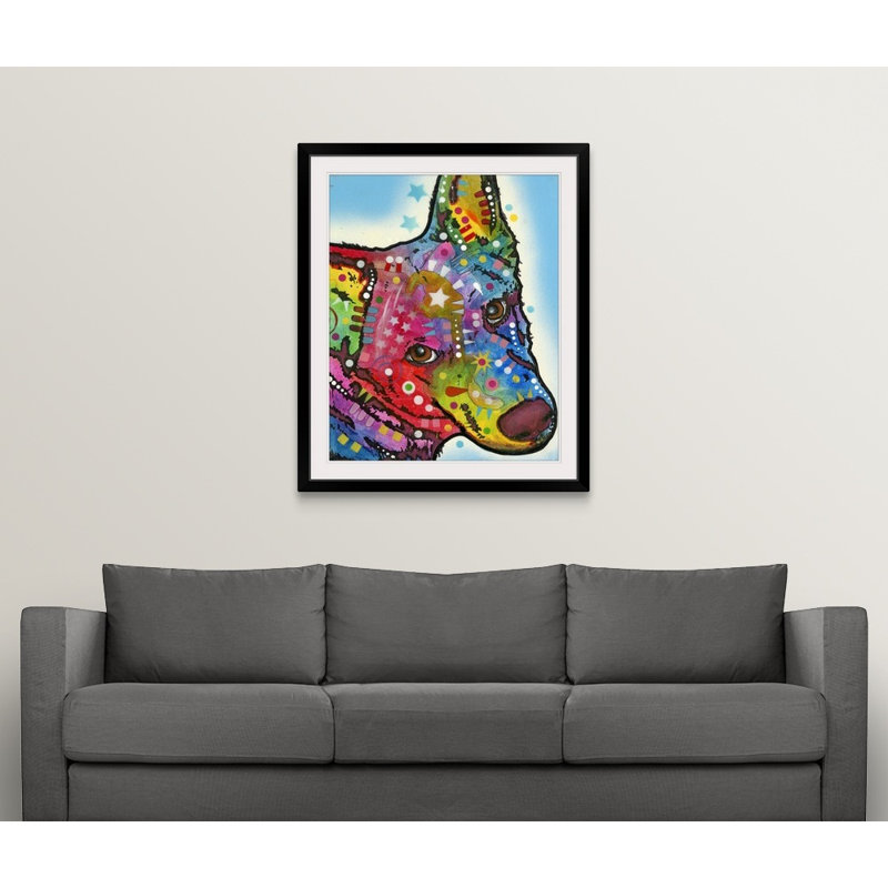 « aquarium mural mouton dog », reproduction, Cadre noir, H 28 po x l 24 po x P 1 po