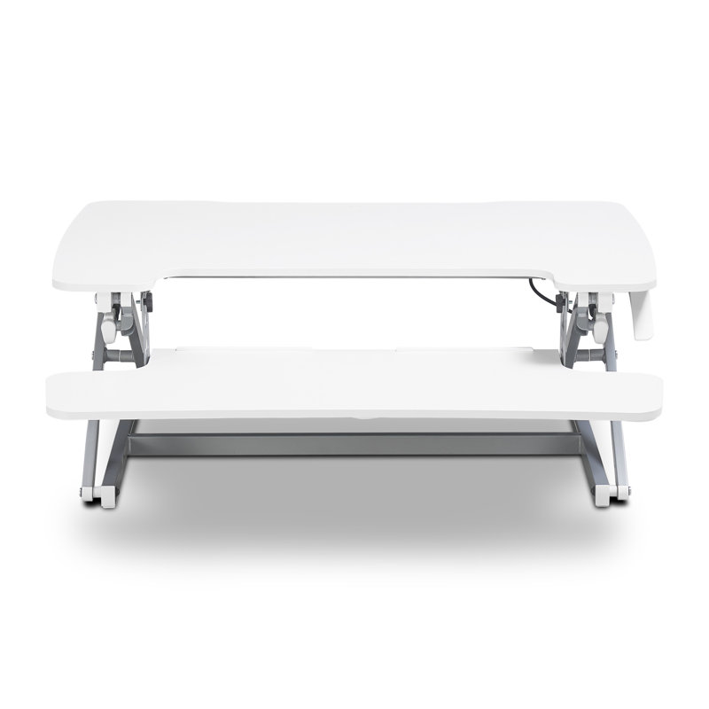 Ergo Height Adjustable Standing Desk Converter, White/Grey, 5.5" H x 35" W x 23.2" D