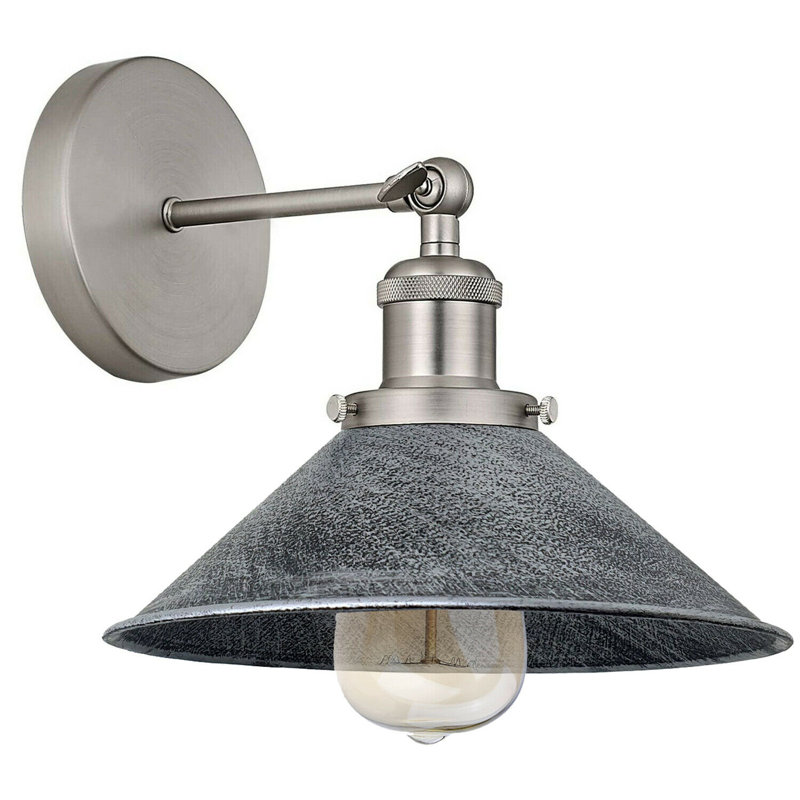 Aybar Armed Sconce, Satin Nickel, 17cm H x 22cm W x 17cm D, Brushed Silver