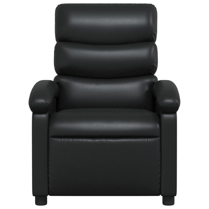 vidaXL Recliner Chair, Adjustable Backrest/ Footrest, Leather, Black Faux Leather