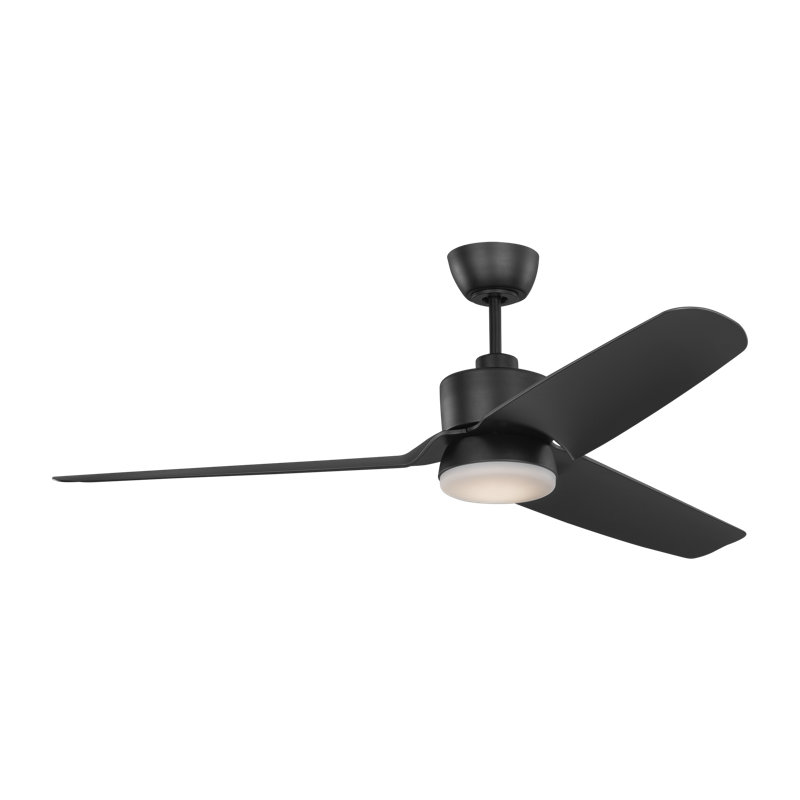 Thibeault Indoor Ceiling Fan with Threaded Downrod, Midnight Black ABS blades and Handheld Remote