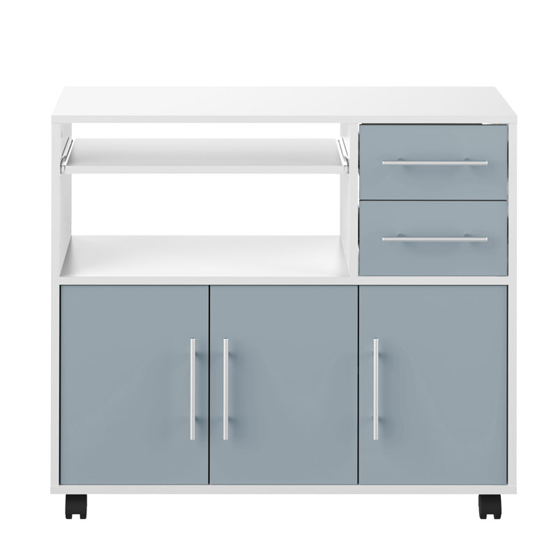 Seyma Wood Kitchen Cart, White/Grey