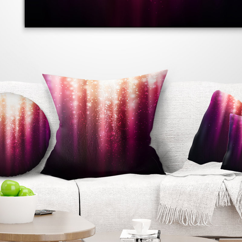 Mauve avec lumière magique - coussin imprimé abstrait, 16 po x 16 po, Coussin décoratif